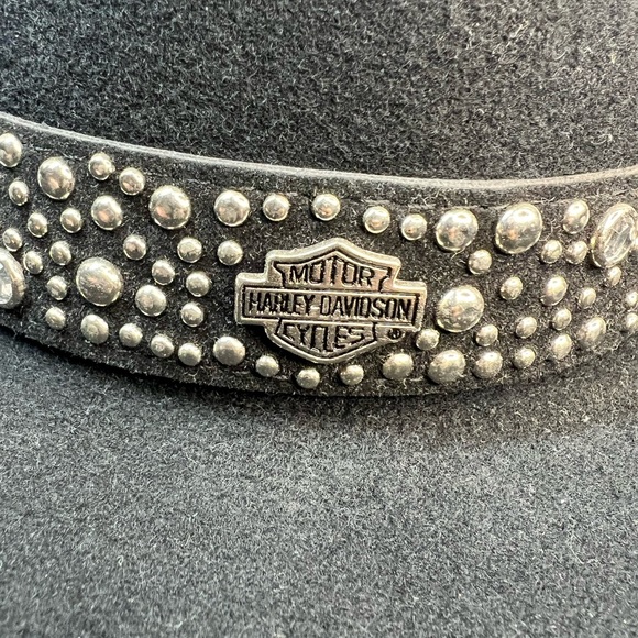 Harley Davidson Black Wool Brim Women’s Cowboy Hat Size Medium Cowgirl - Picture 2 of 11